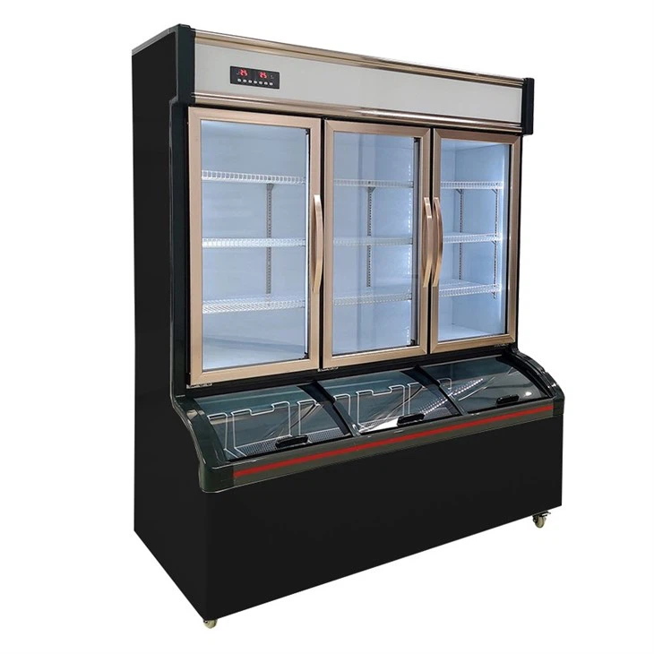 Supermarket Display Chiller Ice Cream Freezer Glass Door Cooler